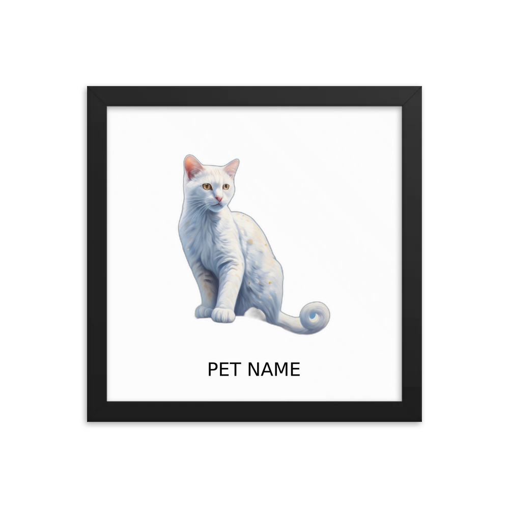 PugMug Custom White Exotic Cat Framed Print with Your Pet’s Name