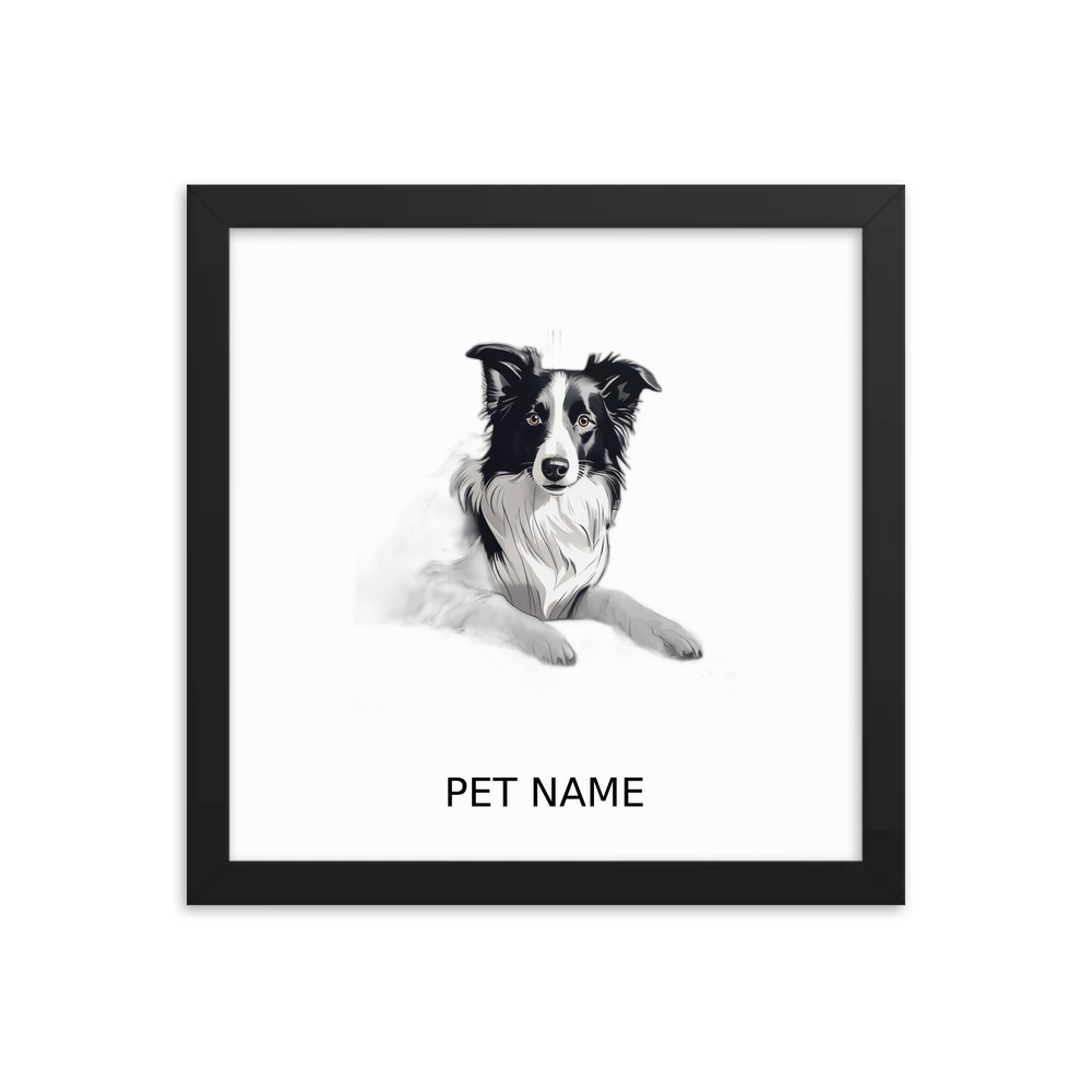 PugMug Custom Border Collie Framed Print with Your Pet’s Name