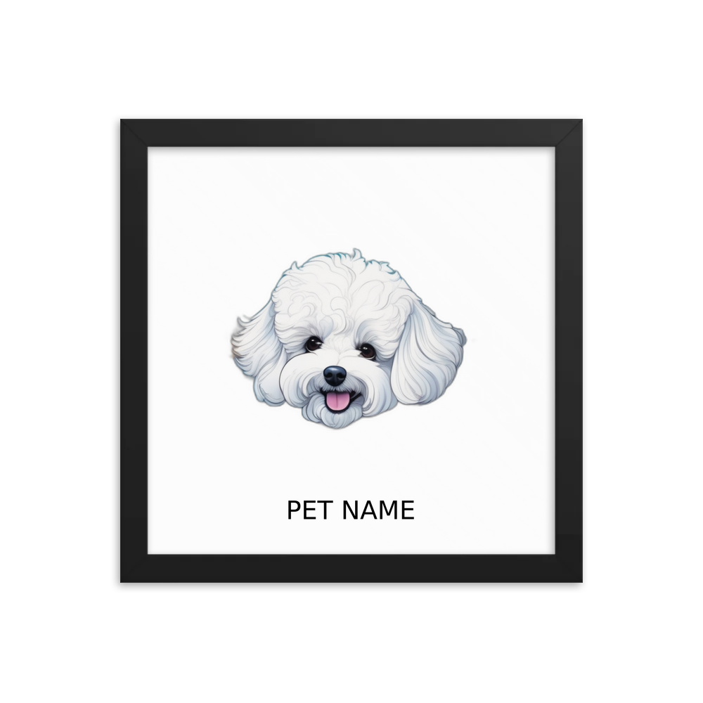 PugMug Custom Bichons Frise Framed Print with Your Pet’s Name