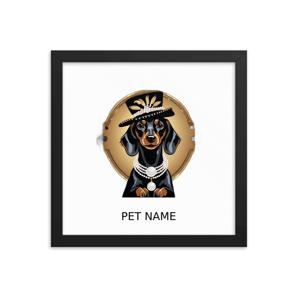 PugMug Custom Black Dachshund Framed Print with Your Pet’s Name
