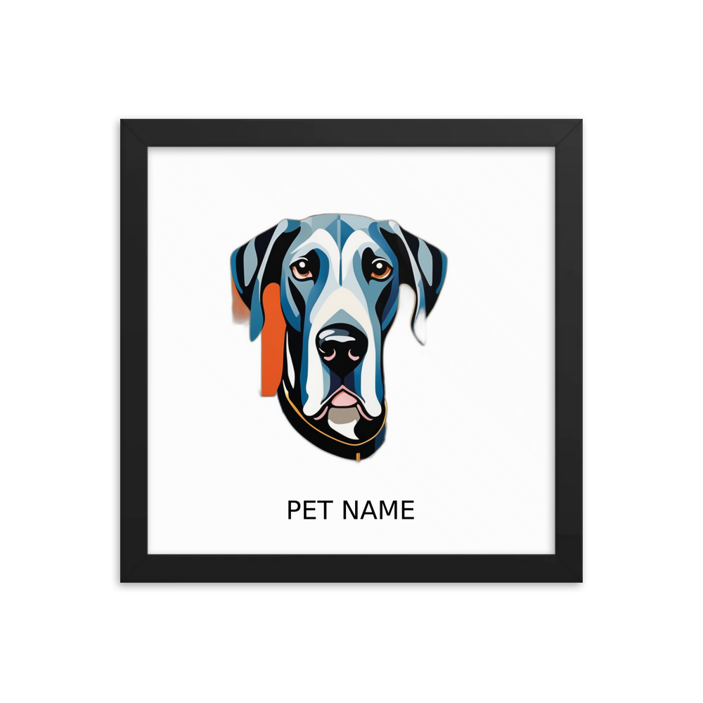 PugMug Custom Great Dane Framed Print with Your Pet’s Name