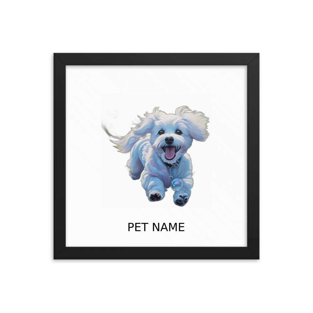 PugMug Custom Bichons Frise Framed Print with Your Pet’s Name
