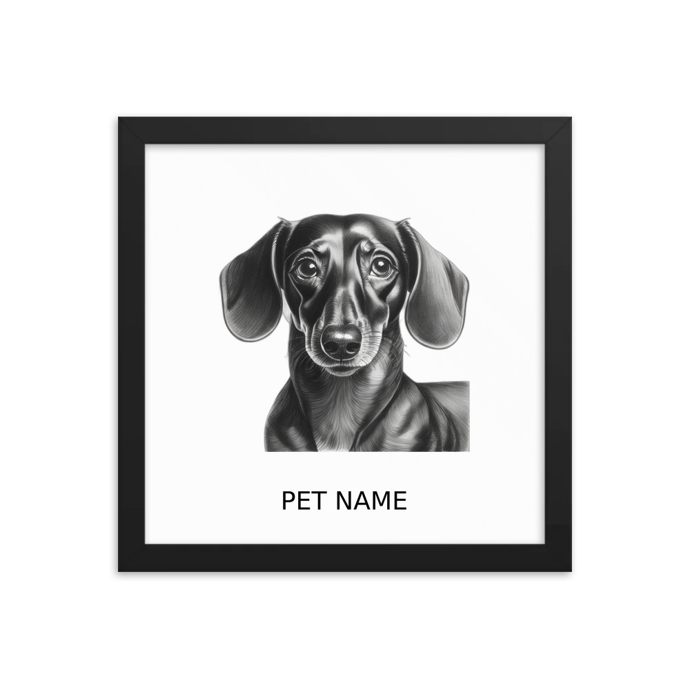 PugMug Custom Black Dachshund Framed Print with Your Pet’s Name