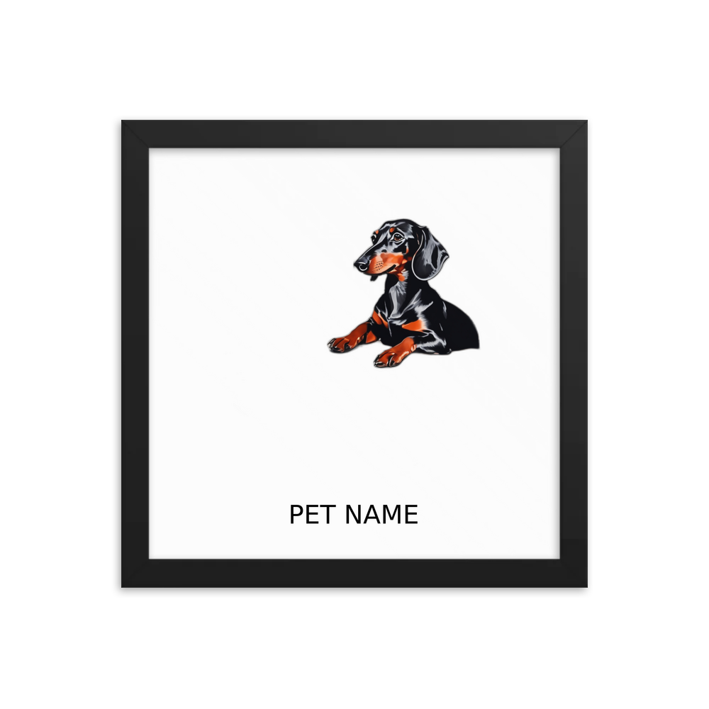 PugMug Custom Black Dachshund Framed Print with Your Pet’s Name