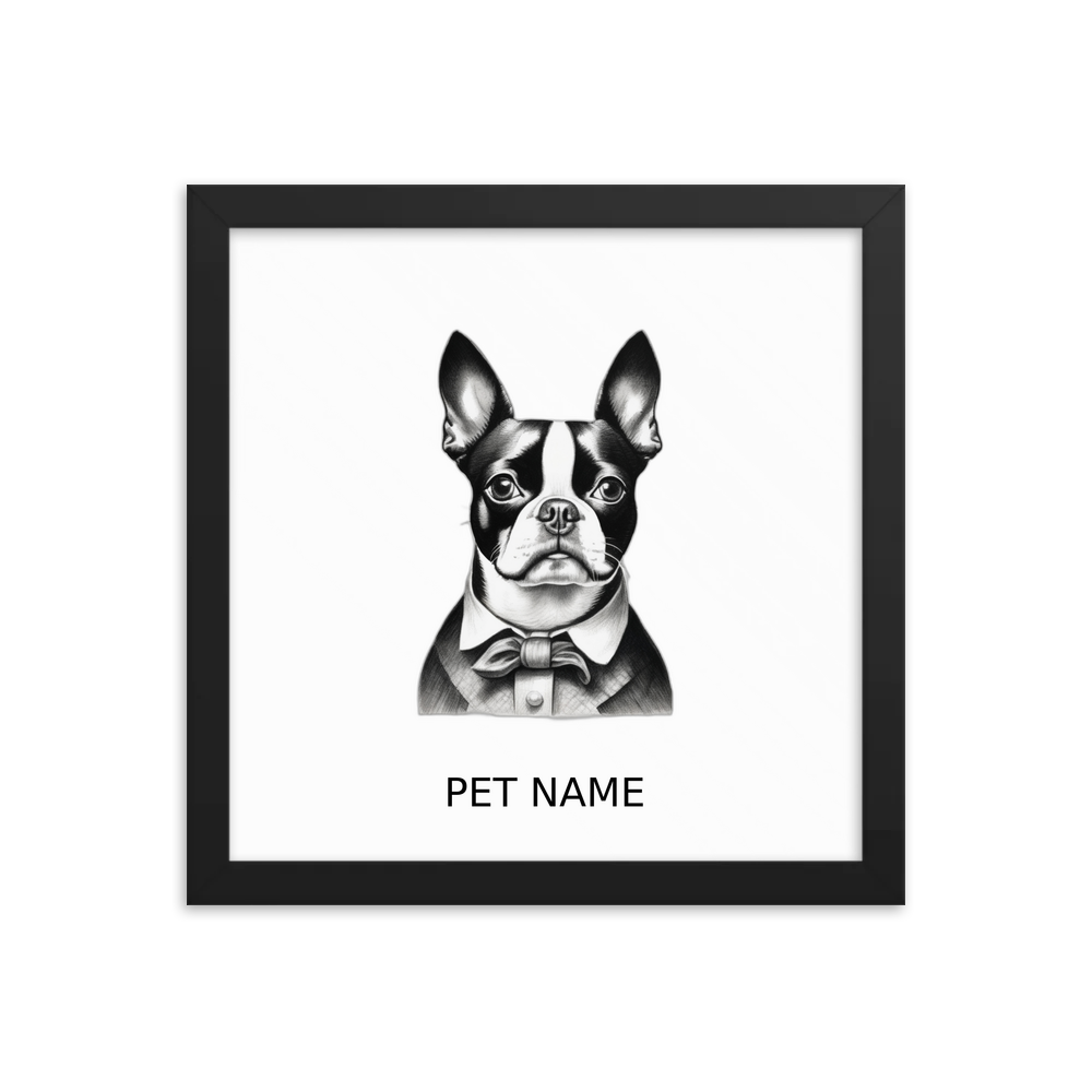 PugMug Custom Boston Terrier Framed Print with Your Pet’s Name