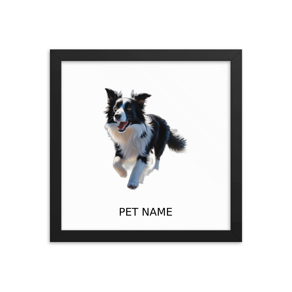 PugMug Custom Border Collie Framed Print with Your Pet’s Name