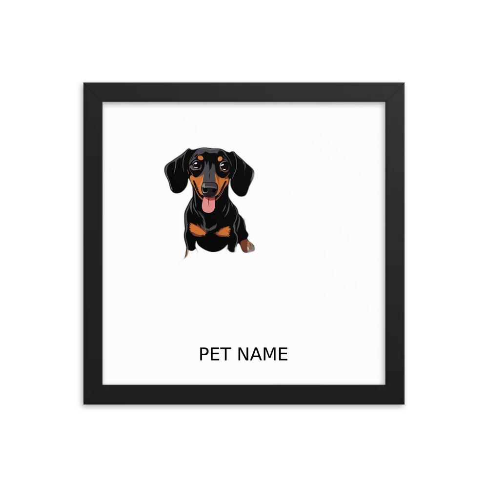 PugMug Custom Black Dachshund Framed Print with Your Pet’s Name