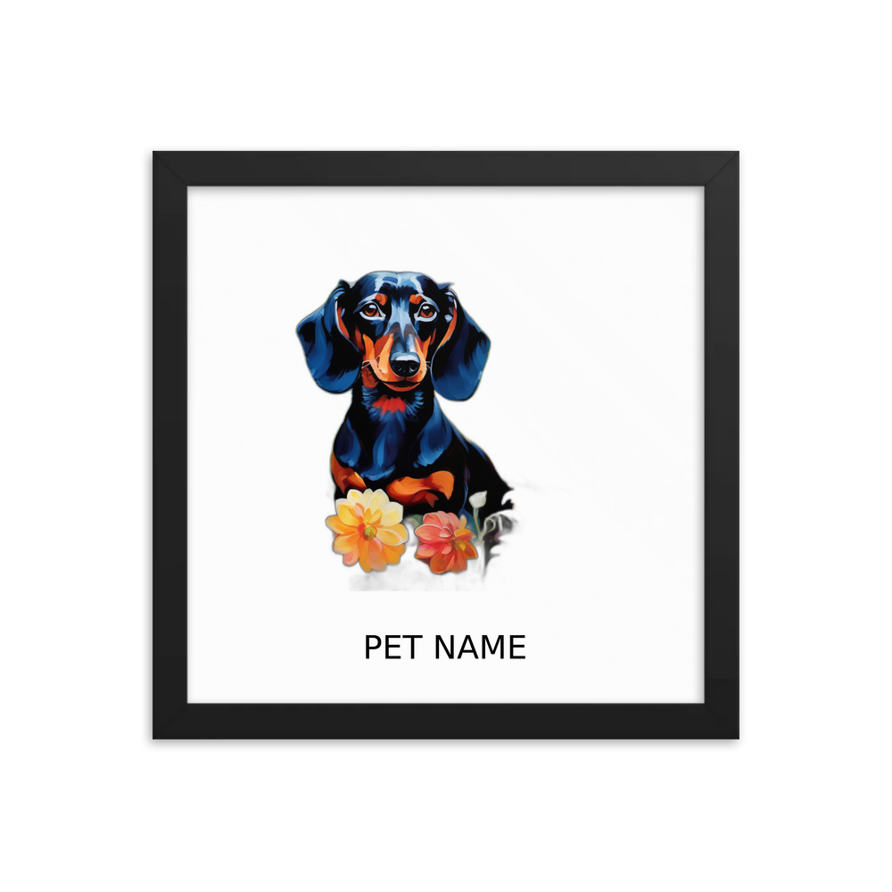 PugMug Custom Black Dachshund Framed Print with Your Pet’s Name