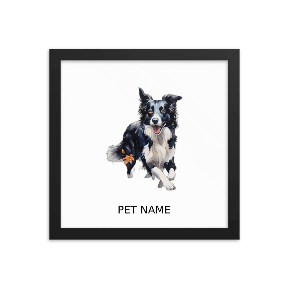 PugMug Custom Border Collie Framed Print with Your Pet’s Name