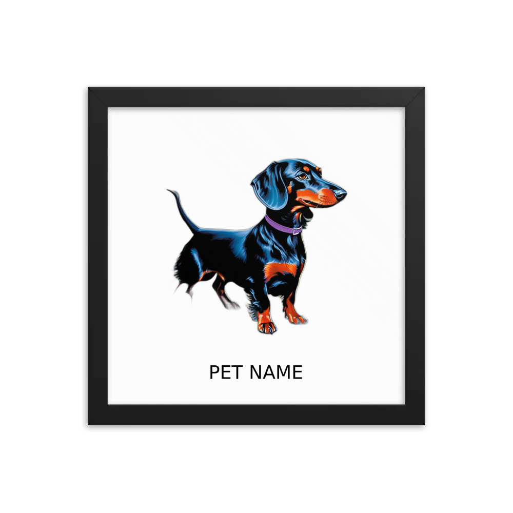 PugMug Custom Black Dachshund Framed Print with Your Pet’s Name