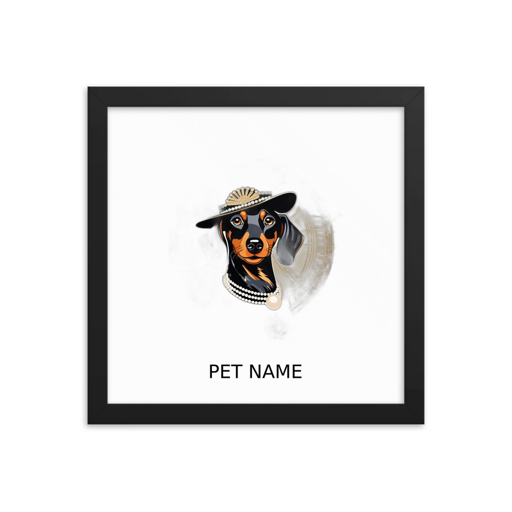 PugMug Custom Black Dachshund Framed Print with Your Pet’s Name