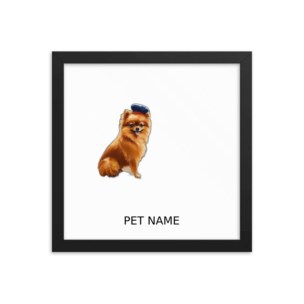 PugMug Custom Tan Pomeranian Framed Print with Your Pet’s Name