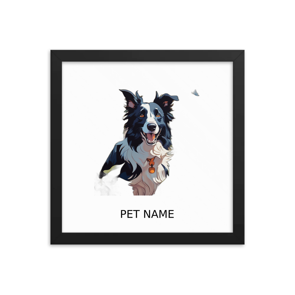 PugMug Custom Border Collie Framed Print with Your Pet’s Name