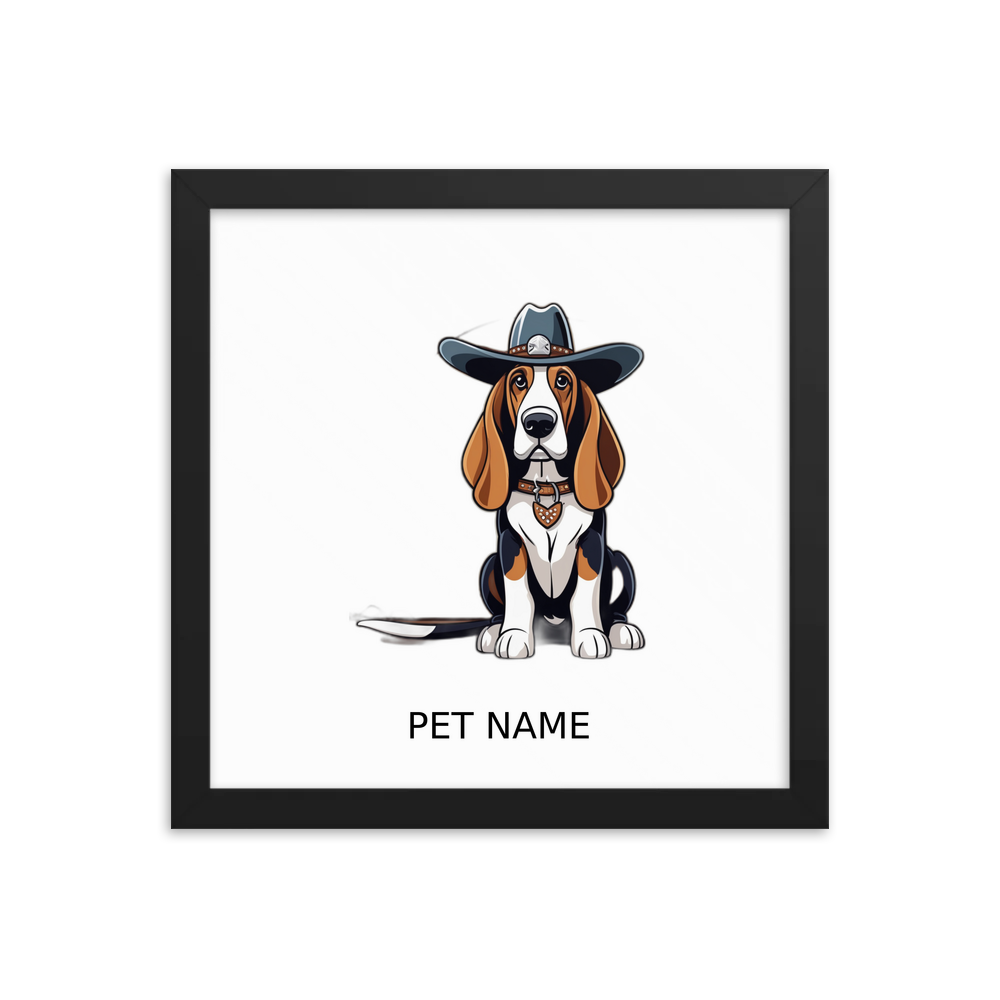 PugMug Custom Basset Hound Framed Print with Your Pet’s Name