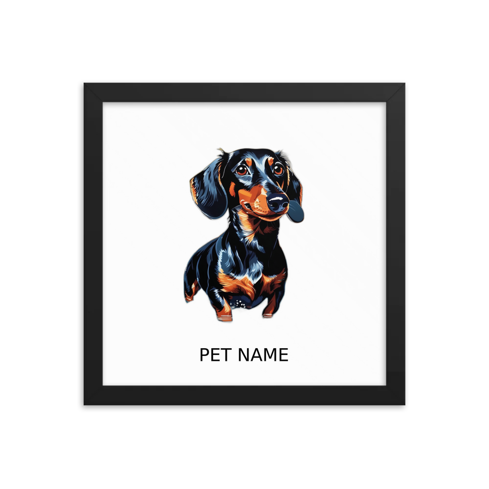 PugMug Custom Black Dachshund Framed Print with Your Pet’s Name