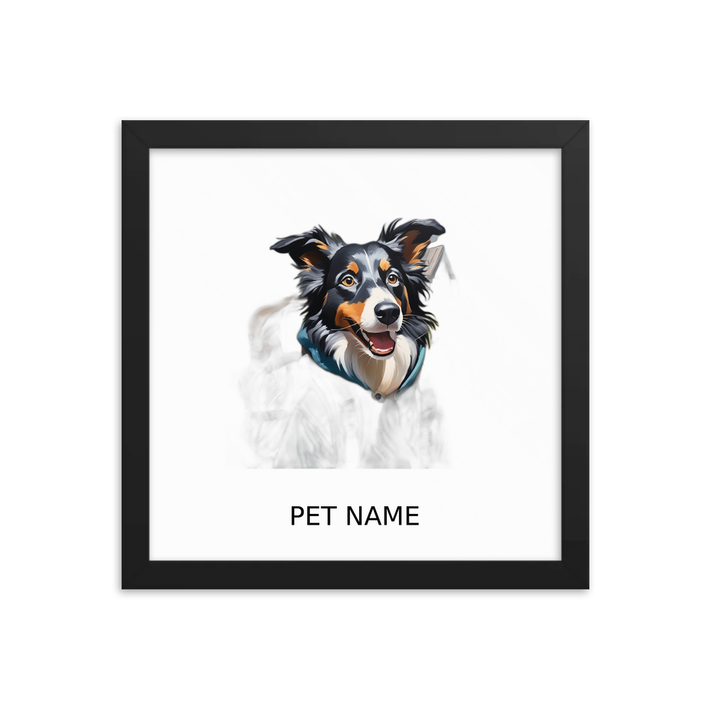 PugMug Custom Border Collie Framed Print with Your Pet’s Name
