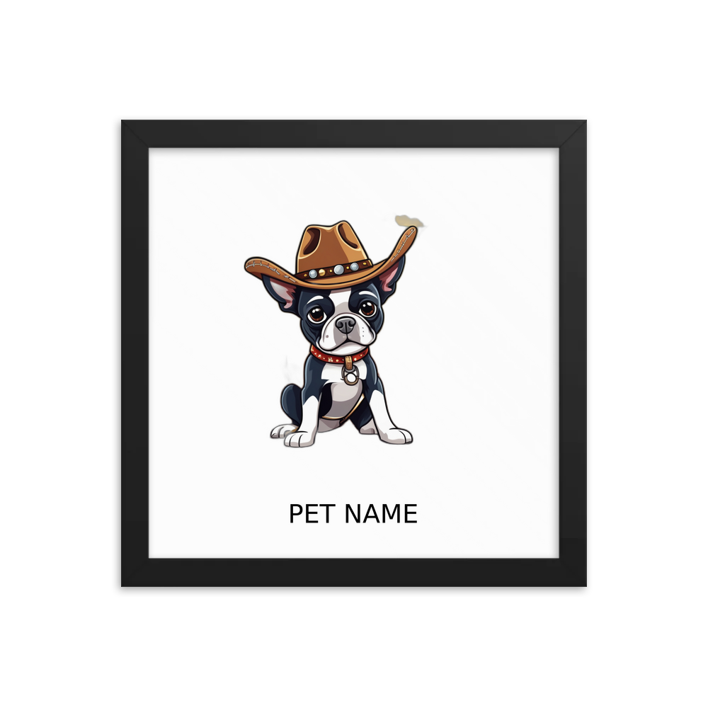 PugMug Custom Boston Terrier Framed Print with Your Pet’s Name