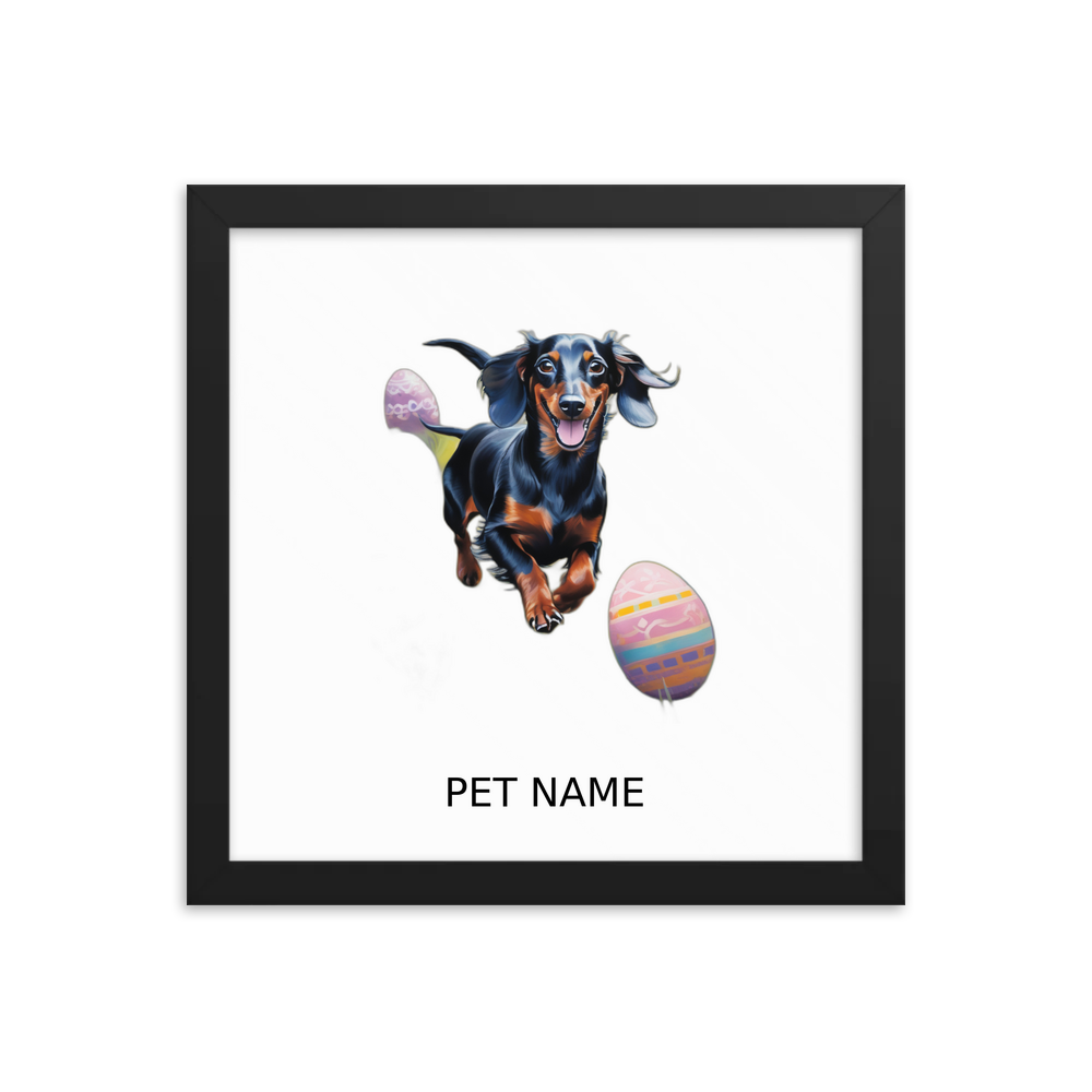 PugMug Custom Black Dachshund Framed Print with Your Pet’s Name
