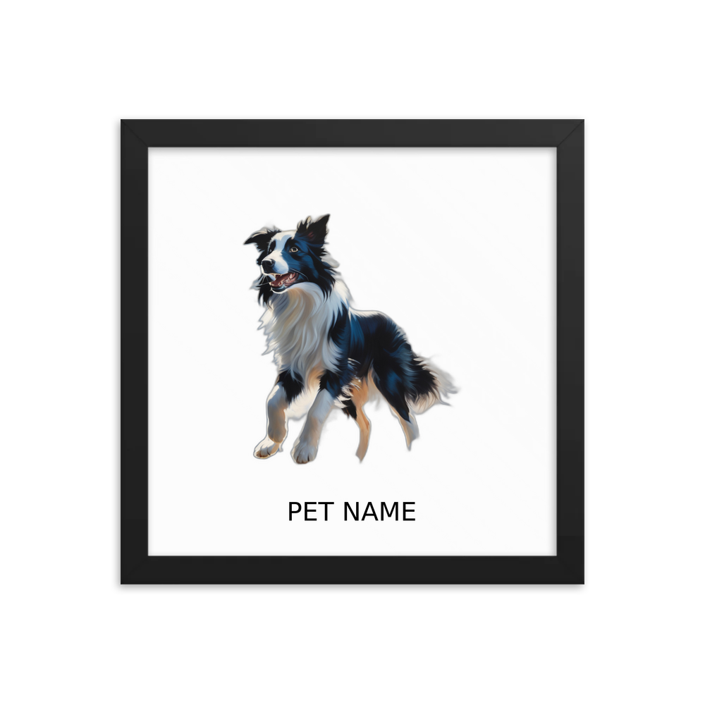PugMug Custom Border Collie Framed Print with Your Pet’s Name