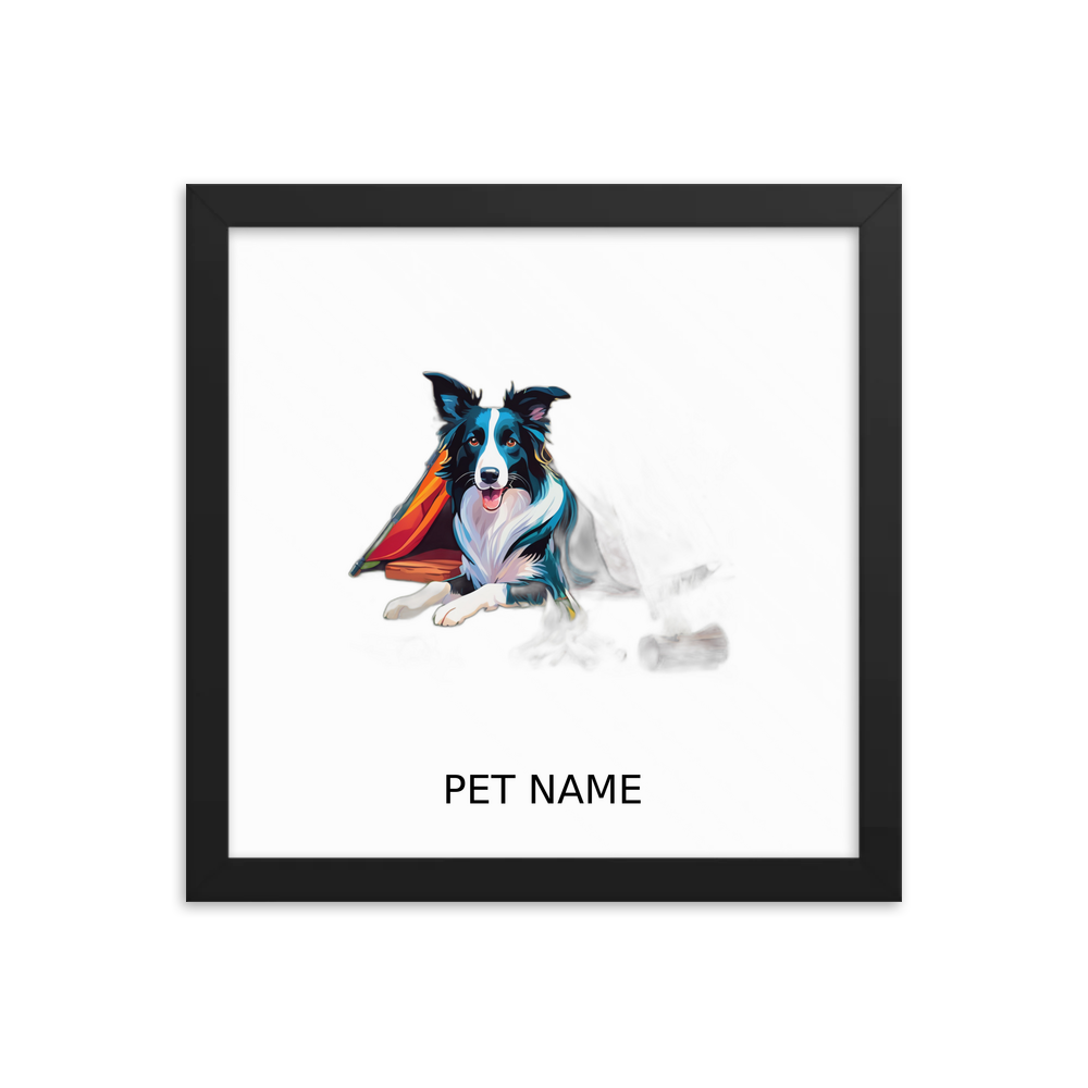 PugMug Custom Border Collie Framed Print with Your Pet’s Name