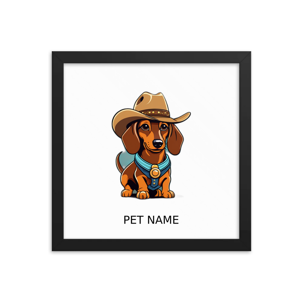 PugMug Custom Tan Dachshund Framed Print with Your Pet’s Name