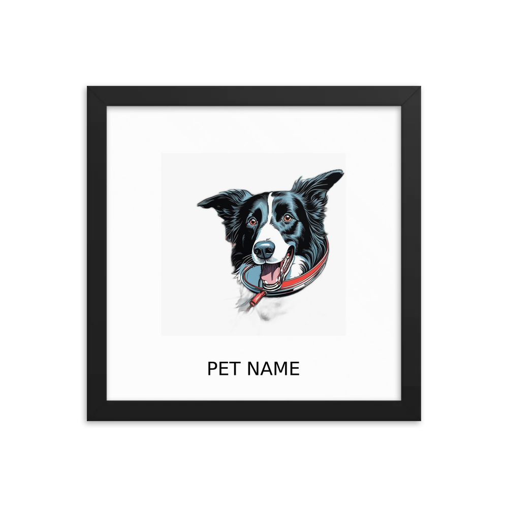 PugMug Custom Border Collie Framed Print with Your Pet’s Name