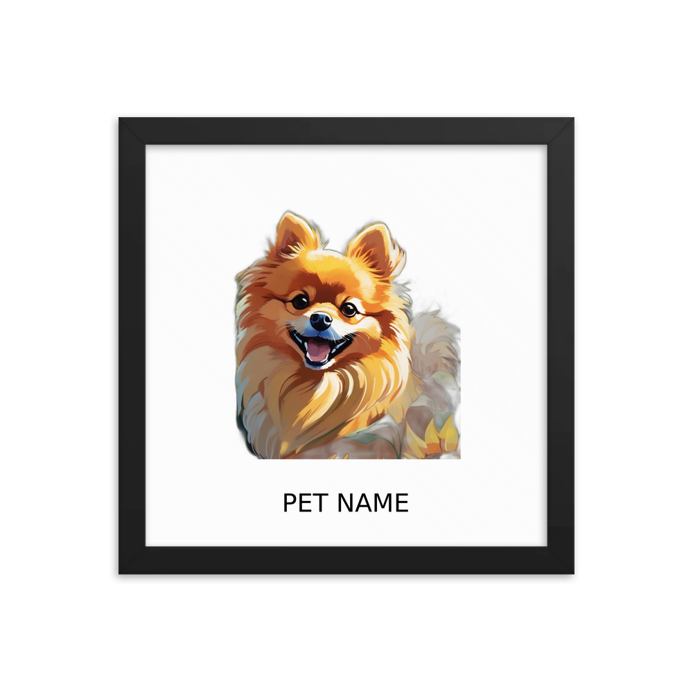 PugMug Custom Tan Pomeranian Framed Print with Your Pet’s Name