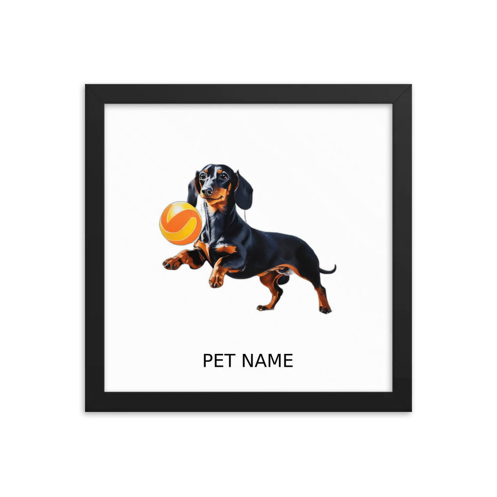 PugMug Custom Black Dachshund Framed Print with Your Pet’s Name