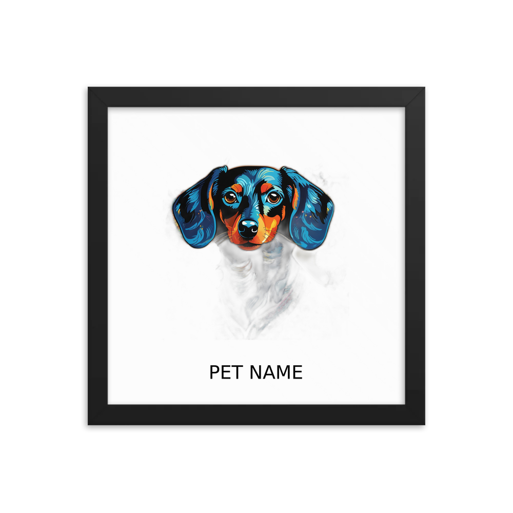 PugMug Custom Black Dachshund Framed Print with Your Pet’s Name