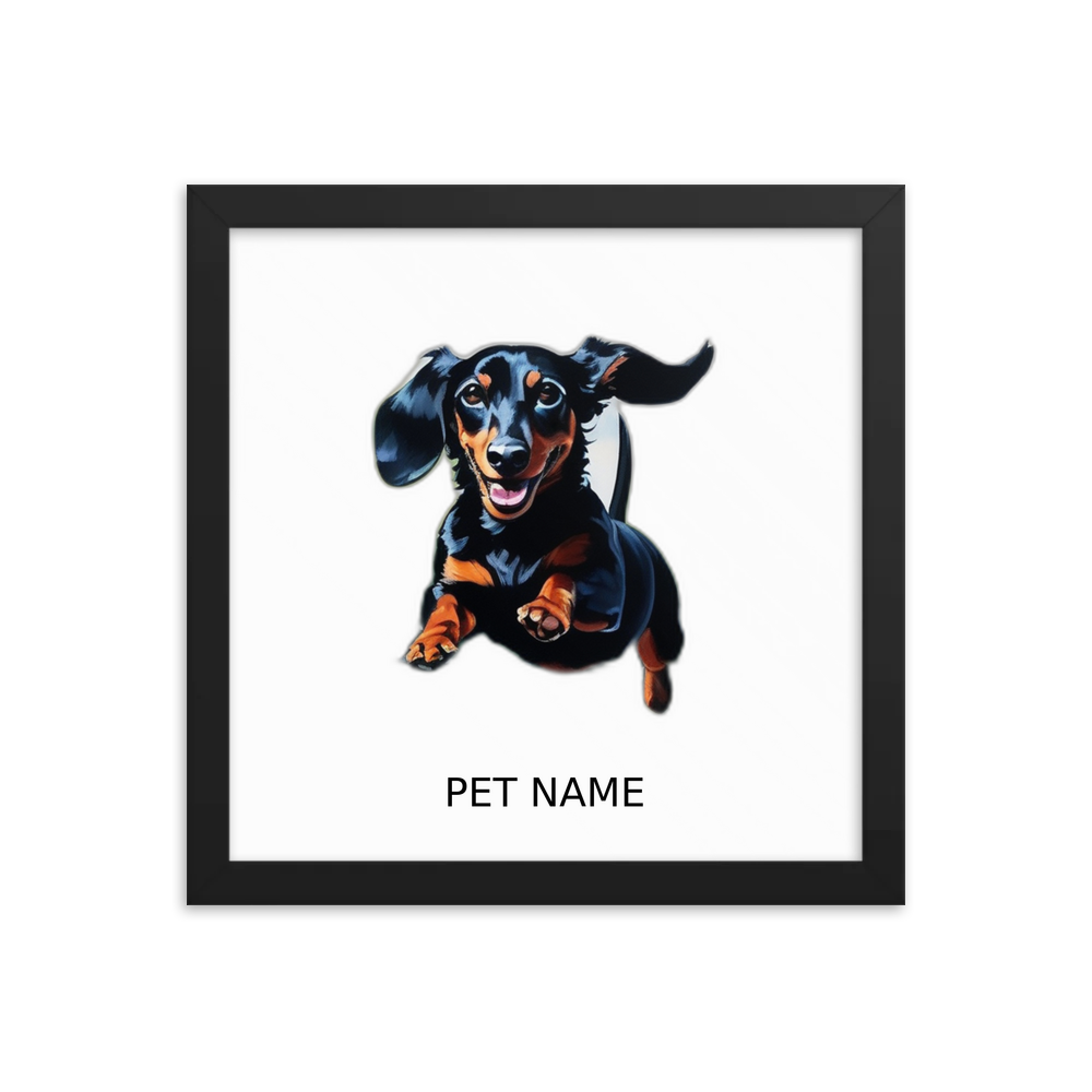 PugMug Custom Black Dachshund Framed Print with Your Pet’s Name