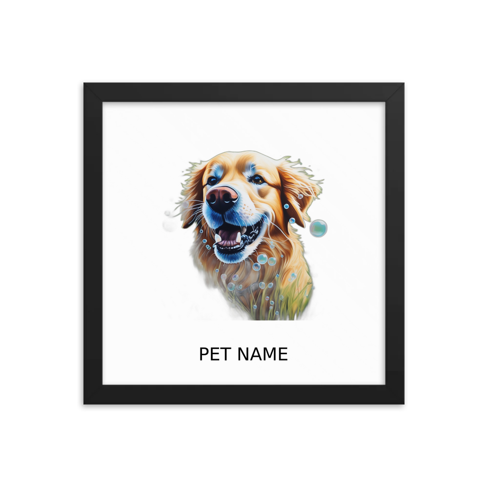 PugMug Custom Golden Retriever Framed Print with Your Pet’s Name