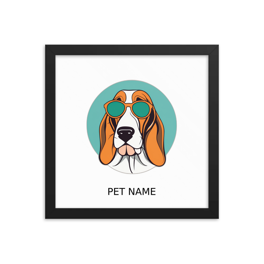 PugMug Custom Basset Hound Framed Print with Your Pet’s Name