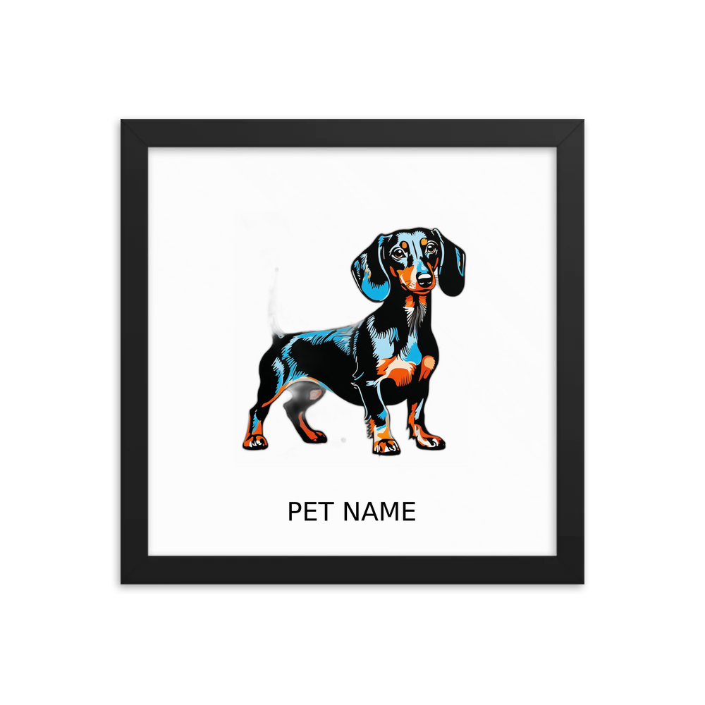 PugMug Custom Black Dachshund Framed Print with Your Pet’s Name