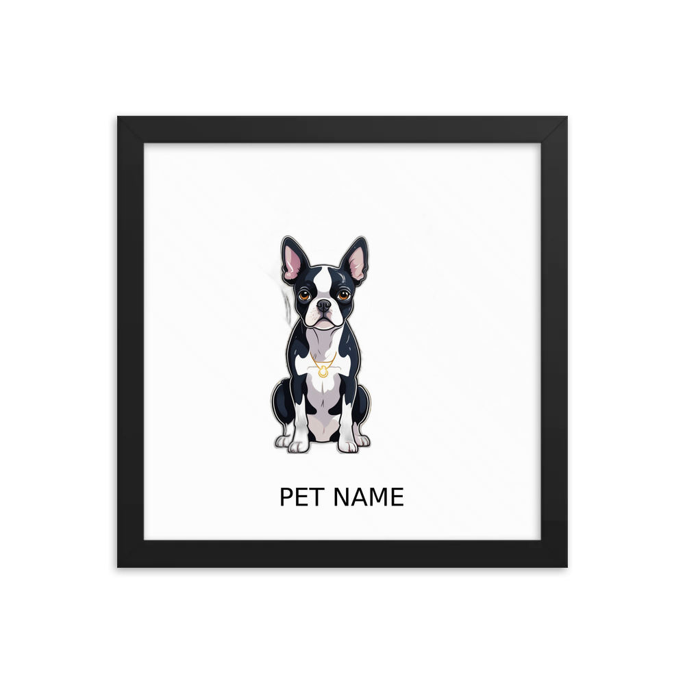 PugMug Custom Boston Terrier Framed Print with Your Pet’s Name