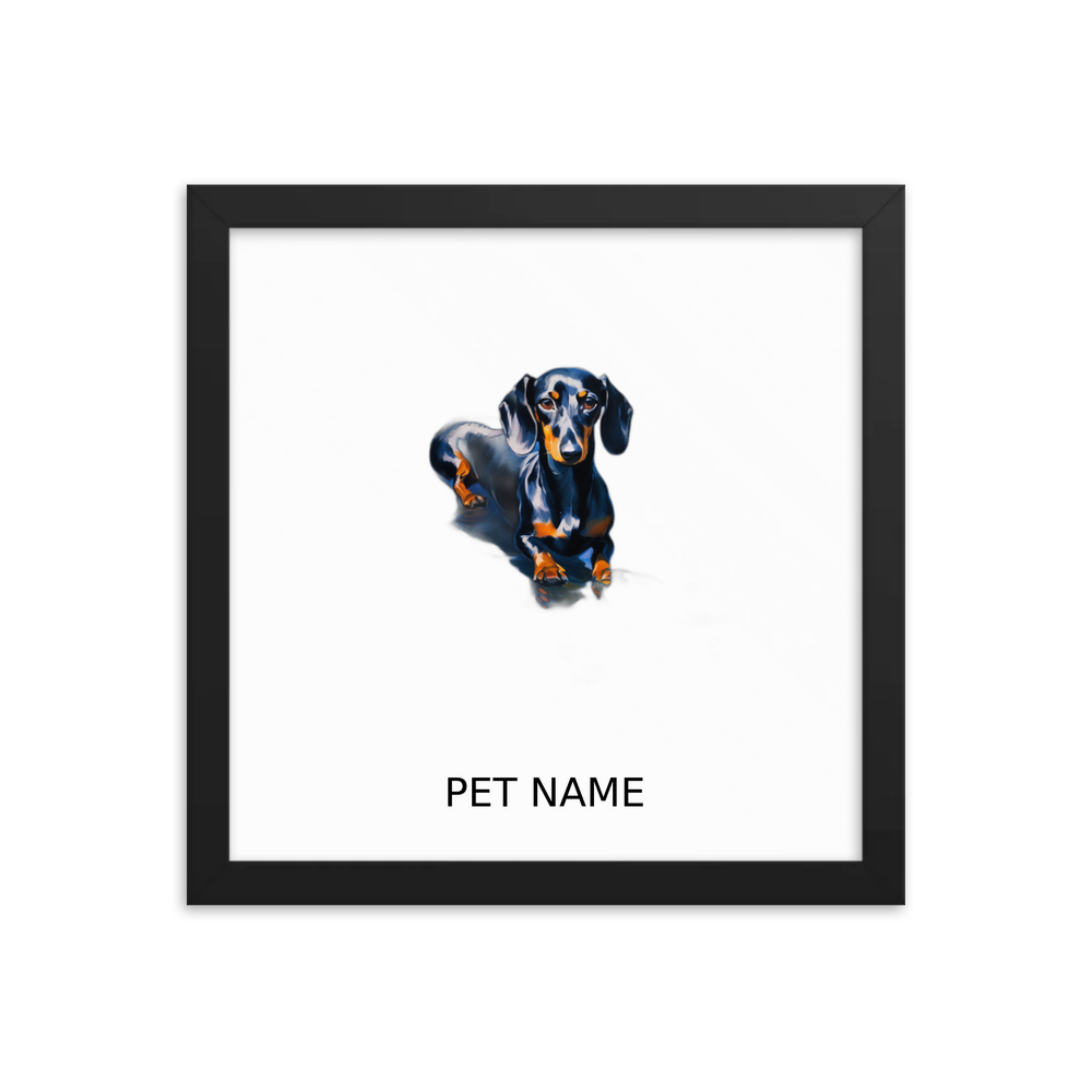 PugMug Custom Black Dachshund Framed Print with Your Pet’s Name