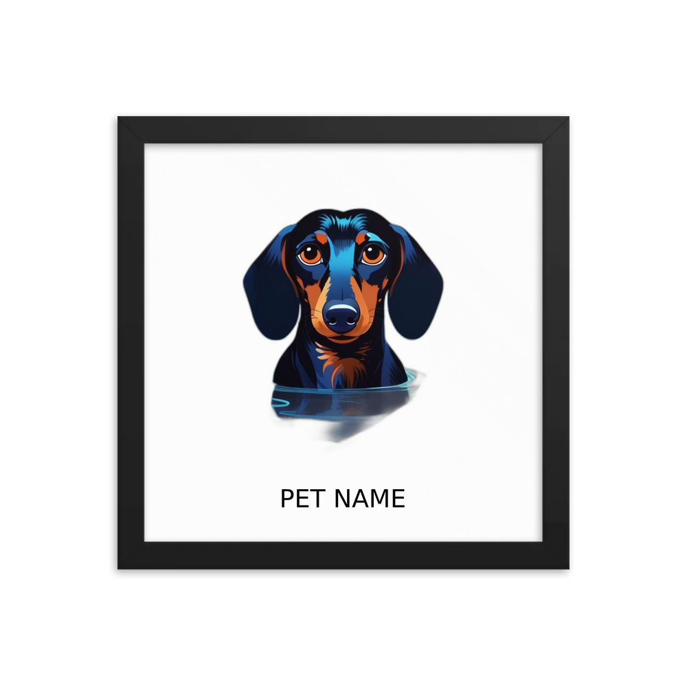 PugMug Custom Black Dachshund Framed Print with Your Pet’s Name