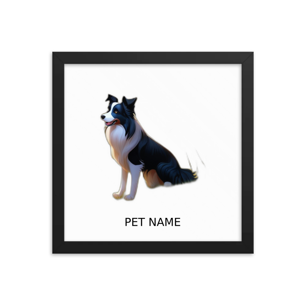 PugMug Custom Border Collie Framed Print with Your Pet’s Name