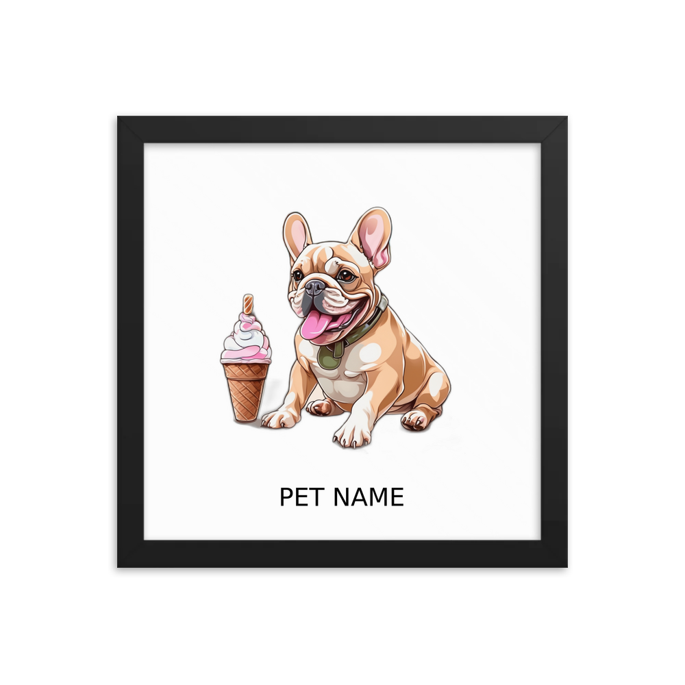 PugMug Custom Tan French Bulldog Framed Print with Your Pet’s Name