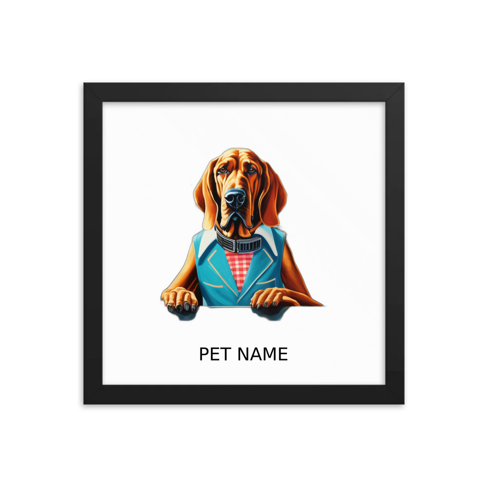PugMug Custom Bloodhound Framed Print with Your Pet’s Name