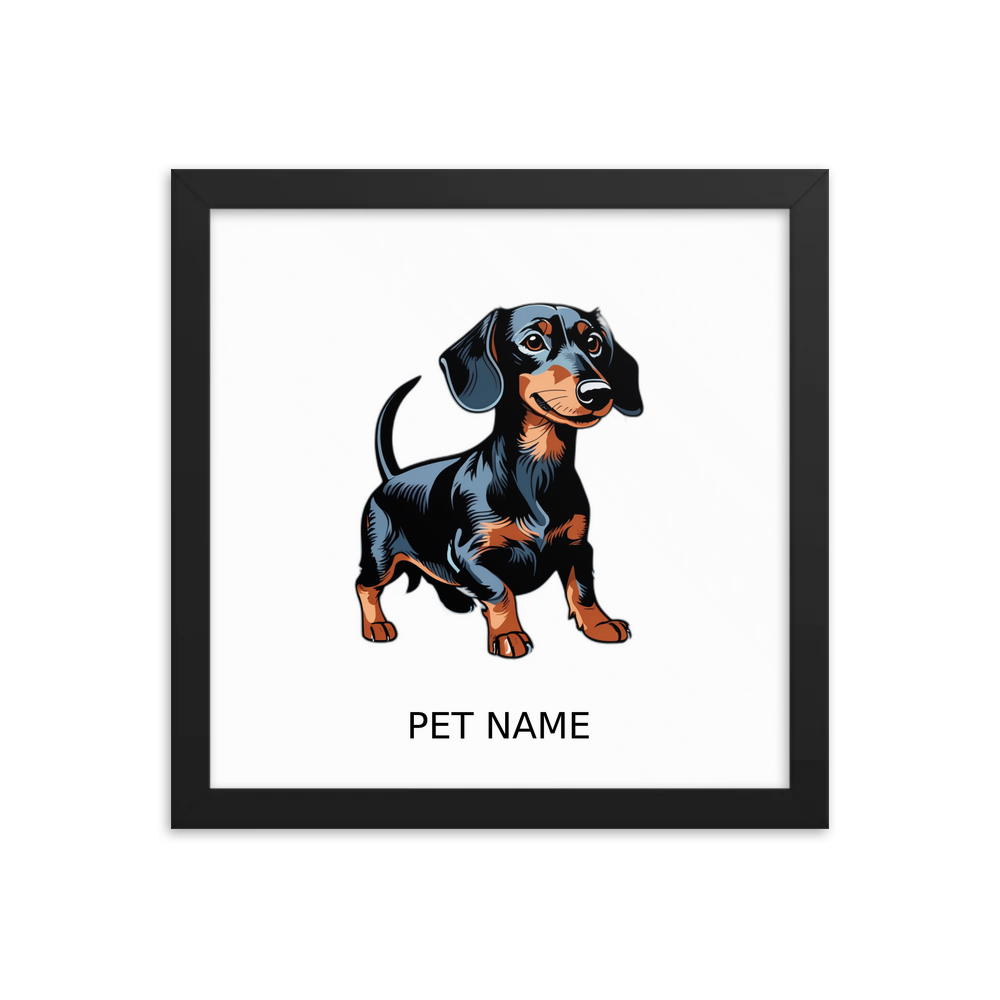 PugMug Custom Black Dachshund Framed Print with Your Pet’s Name