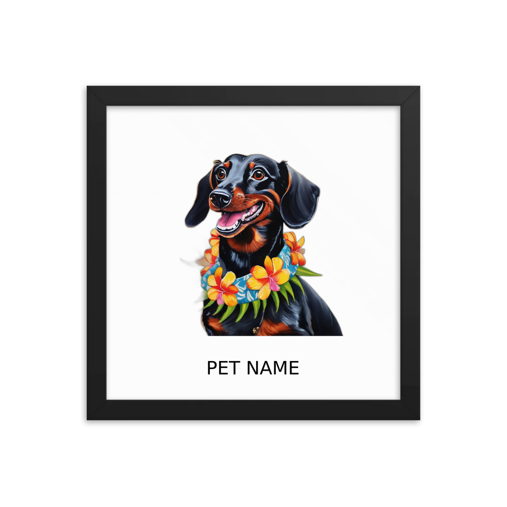 PugMug Custom Black Dachshund Framed Print with Your Pet’s Name