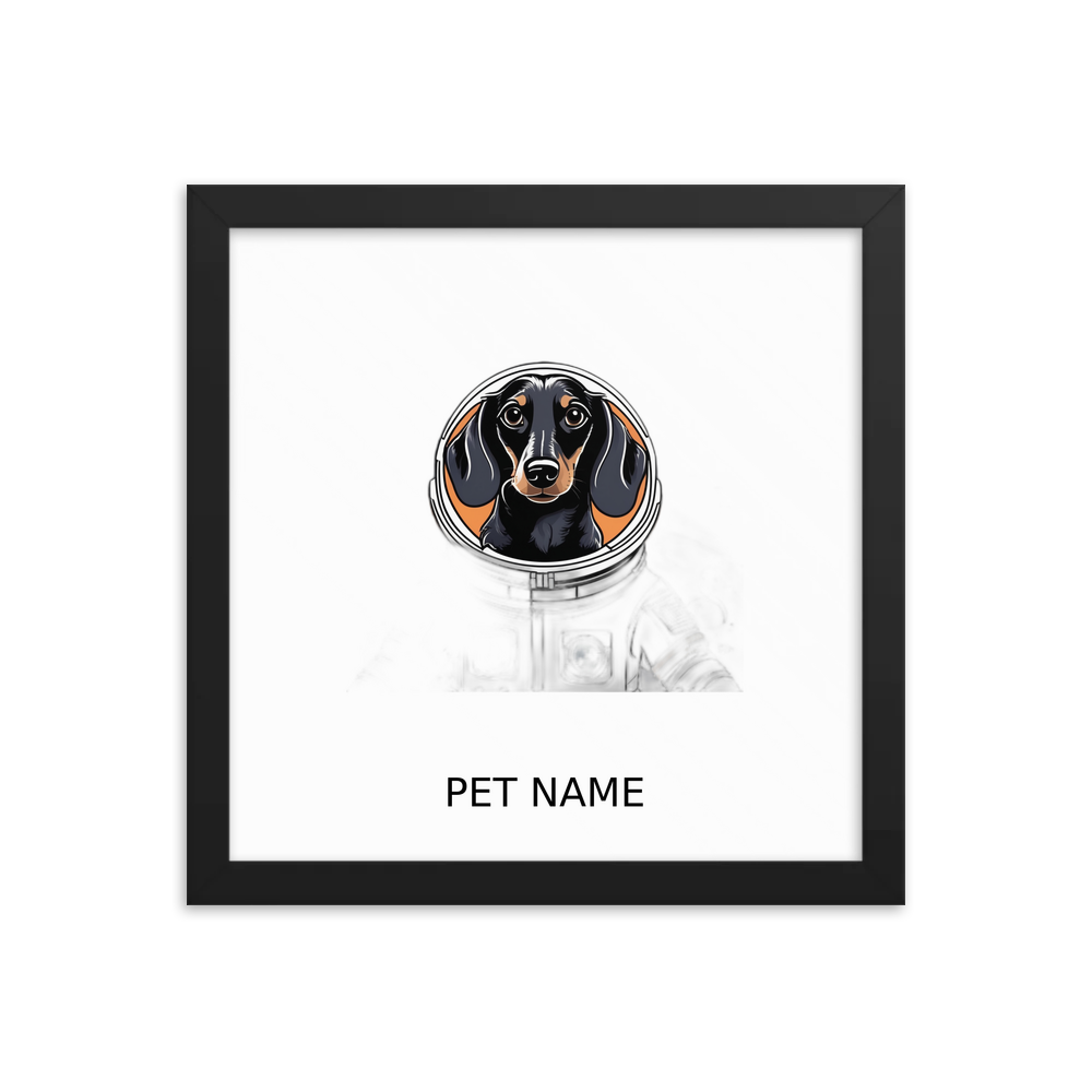 PugMug Custom Black Dachshund Framed Print with Your Pet’s Name