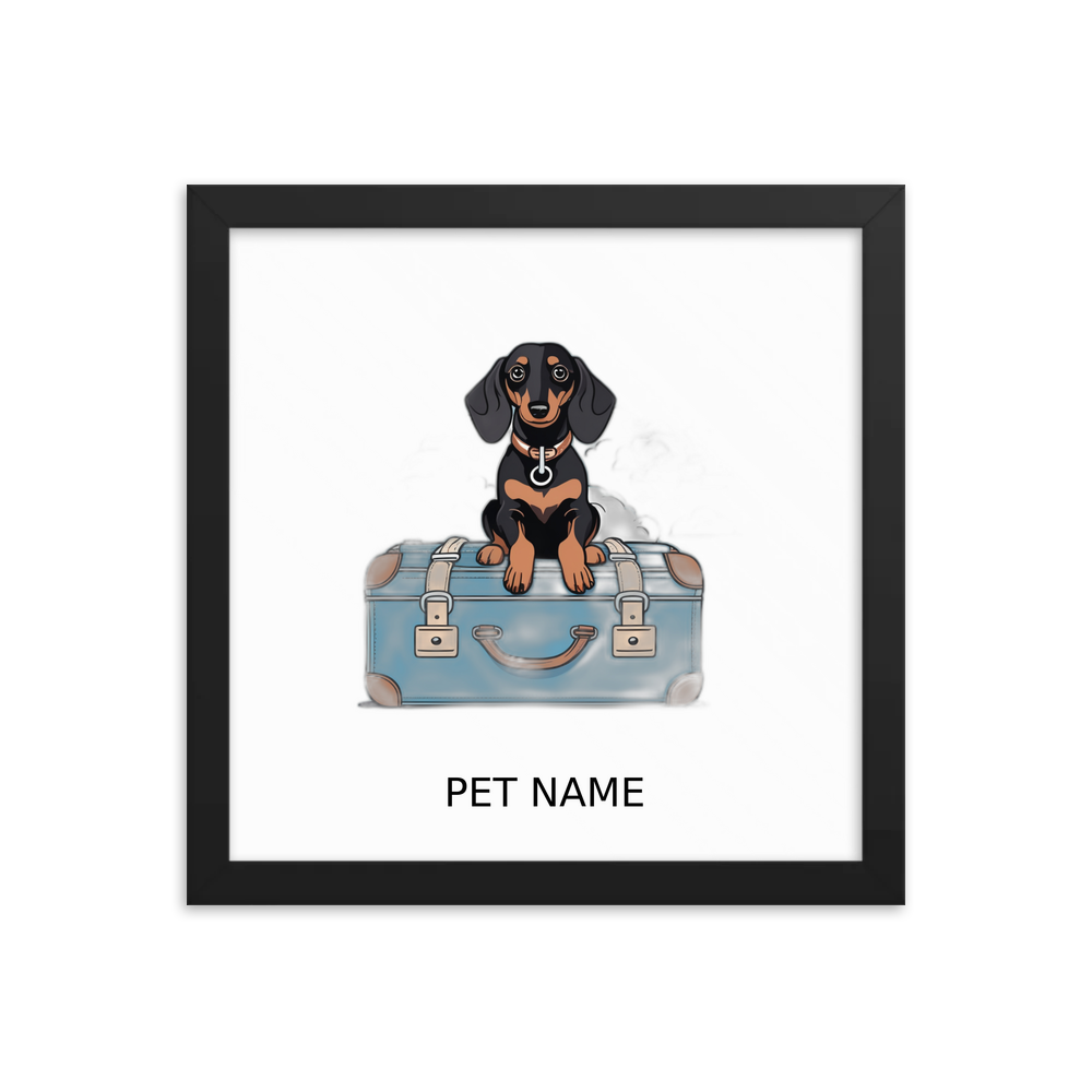 PugMug Custom Black Dachshund Framed Print with Your Pet’s Name