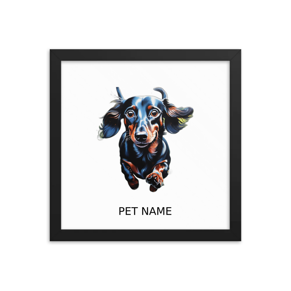 PugMug Custom Black Dachshund Framed Print with Your Pet’s Name