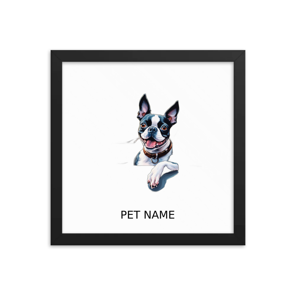 PugMug Custom Boston Terrier Framed Print with Your Pet’s Name