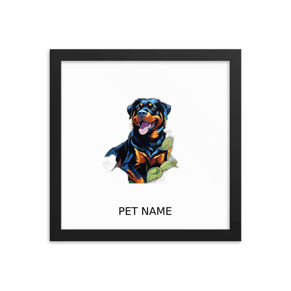 PugMug Custom Rottweiler Framed Print with Your Pet’s Name