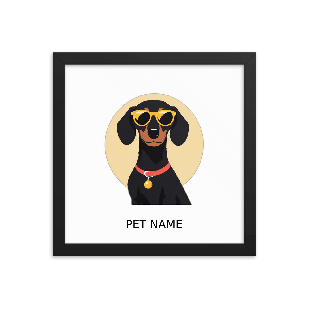 PugMug Custom Black Dachshund Framed Print with Your Pet’s Name