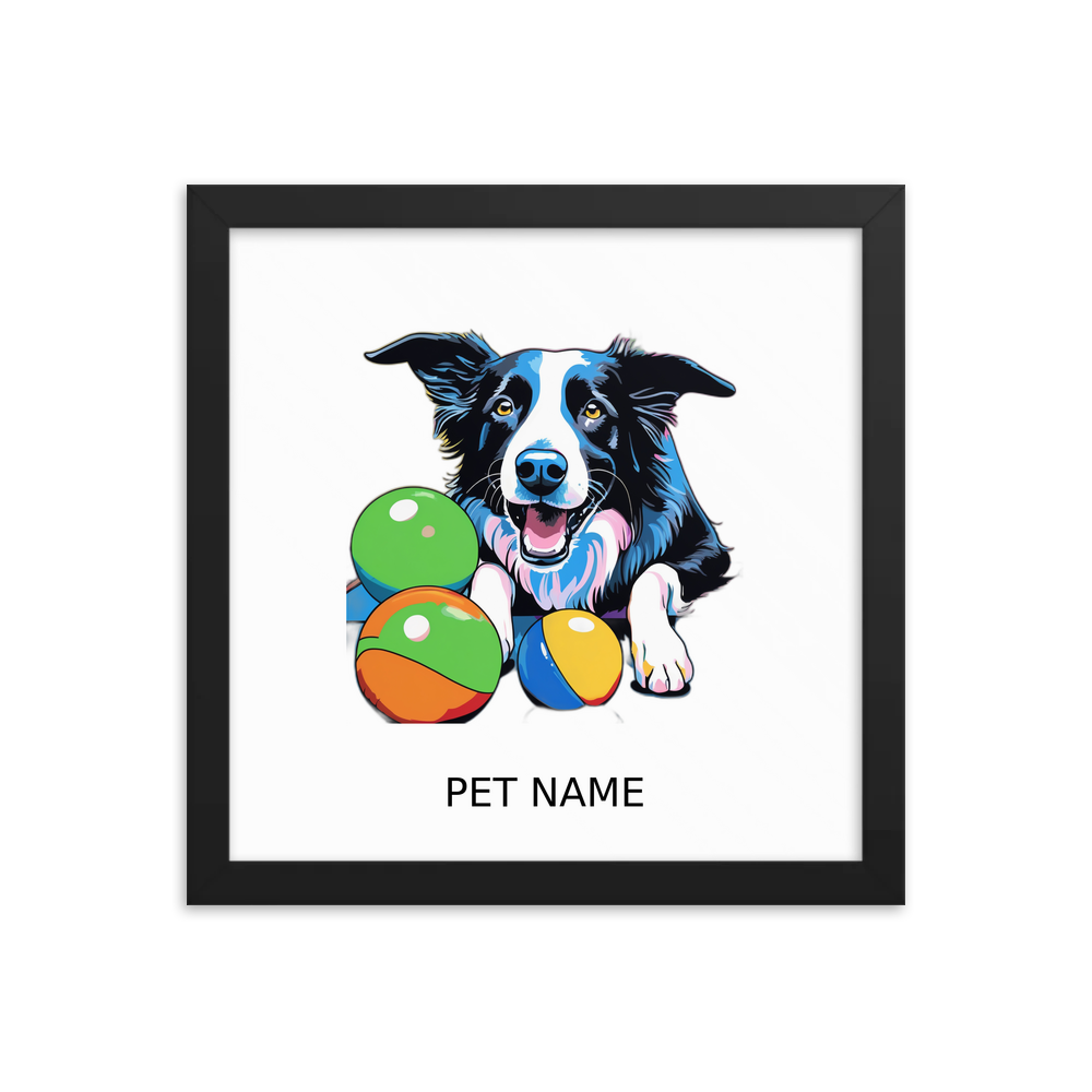 PugMug Custom Border Collie Framed Print with Your Pet’s Name