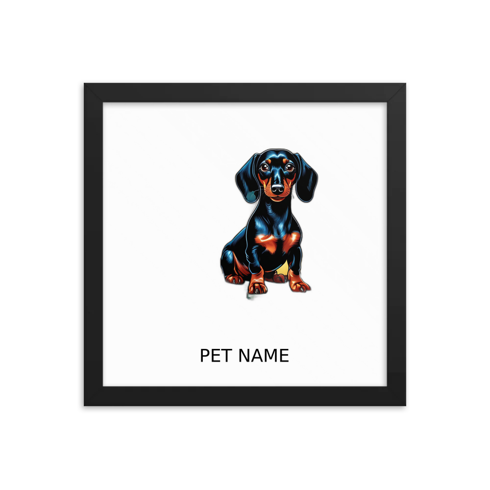 PugMug Custom Black Dachshund Framed Print with Your Pet’s Name