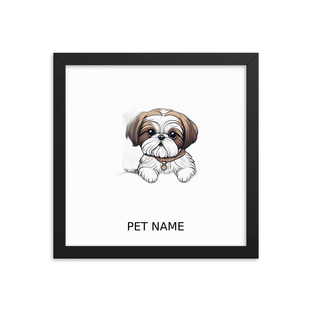 PugMug Custom Shih Tzu Framed Print with Your Pet’s Name